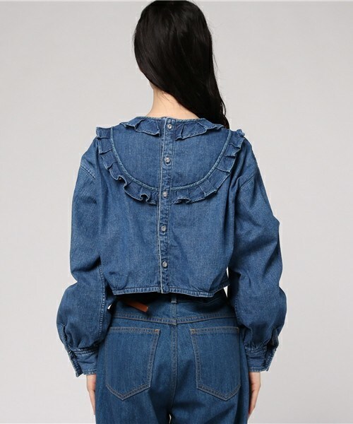 leur logette（ルルロジェッタ）の「leur logette フリルネックデニム 