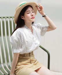 DHOLIC | アイレットレスVネックブラウス(シャツ/ブラウス)