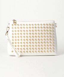 DIAVEL | ホワイト×ホワイト×ゴールドスタッズ 【CLASSIC・Mサイズ】 スタッズキャンバスクラッチバッグ(クラッチバッグ)