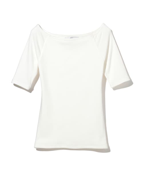 GRL（グレイル）の「オフショルテレコトップス（Tシャツ/カットソー・レディース・ブラック/オフホワイト×黒/オフホワイト/ネイビー・M）」の3枚目の写真