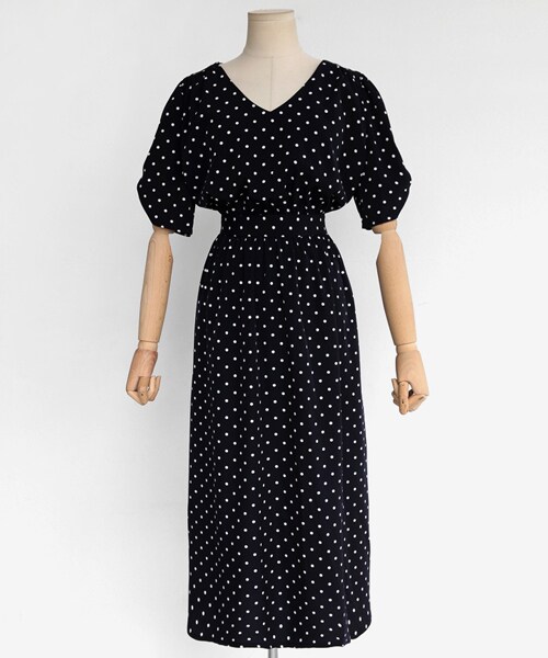DHOLIC（ディーホリック）の「ウエストタイドットロングワンピース（ワンピース・レディース・FREE）」の2枚目の写真