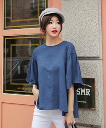 DHOLIC | バックストラップラッフルスリーブブラウス(シャツ/ブラウス)