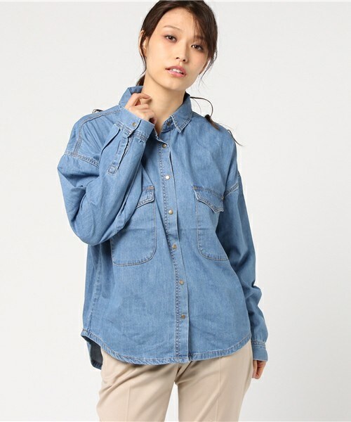 archives（アルシーヴ）の「BIGデニムシャツ（シャツ/ブラウス・レディース・グレー/ブルー/ロイヤルブルー・MEDIUM）」の2枚目の写真