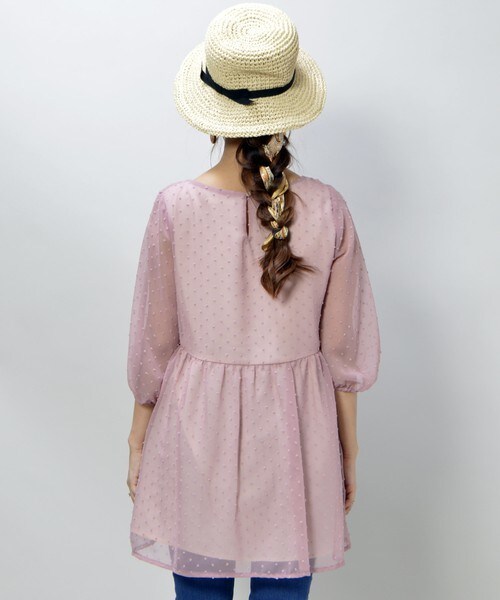 archives（アルシーヴ）の「エステルドビー刺繍チュニック（ワンピース・レディース・オフホワイト/ブラック/ピンク・MEDIUM）」の5枚目の写真