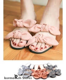 KORMARCH | オープントゥリボンディテールミュール(ローファー)