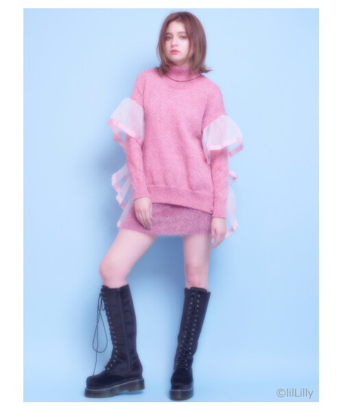 lilLilly（リルリリー）の「[LILICIOUS]レースアップロングブーツ（シューズ・レディース・BLACK/VELVET BLK/BURGANDY・1(22-22.5)/2(23-23.5)/3(24-24.5)）」の10枚目の写真