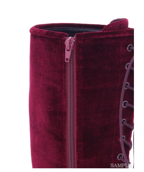 lilLilly（リルリリー）の「[LILICIOUS]レースアップロングブーツ（シューズ・レディース・BLACK/VELVET BLK/BURGANDY・1(22-22.5)/2(23-23.5)/3(24-24.5)）」の8枚目の写真
