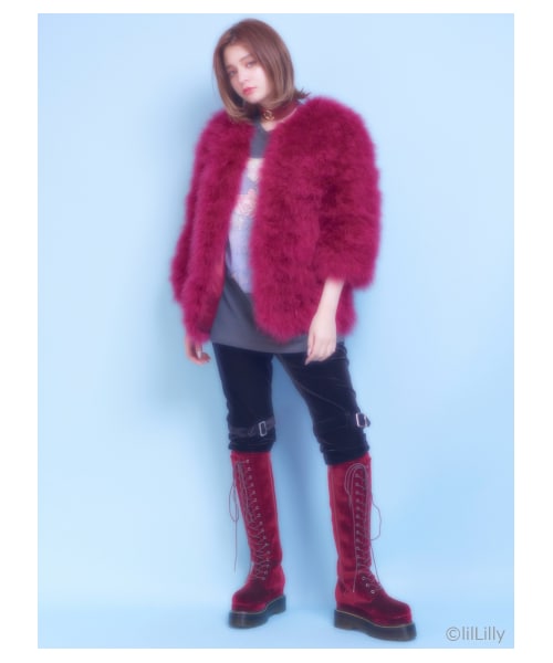 lilLilly（リルリリー）の「[LILICIOUS]レースアップロングブーツ（シューズ・レディース・BLACK/VELVET BLK/BURGANDY・1(22-22.5)/2(23-23.5)/3(24-24.5)）」の12枚目の写真