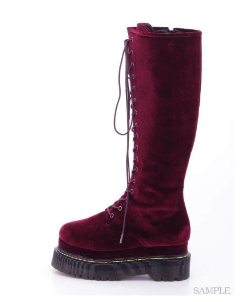 lilLilly（リルリリー）の「[LILICIOUS]レースアップロングブーツ（シューズ・レディース・BLACK/VELVET BLK/BURGANDY・1(22-22.5)/2(23-23.5)/3(24-24.5)）」の6枚目の写真