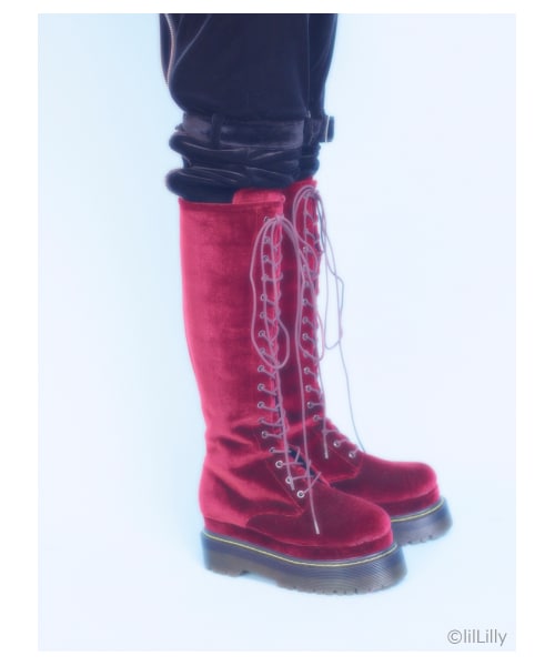 lilLilly（リルリリー）の「[LILICIOUS]レースアップロングブーツ（シューズ・レディース・BLACK/VELVET BLK/BURGANDY・1(22-22.5)/2(23-23.5)/3(24-24.5)）」の3枚目の写真