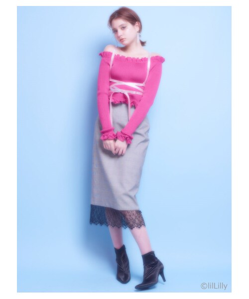 リルリリー  フリルオフショルニット lilLilly（リルリリー）の「フリルオフショルニット（）」 - WEAR