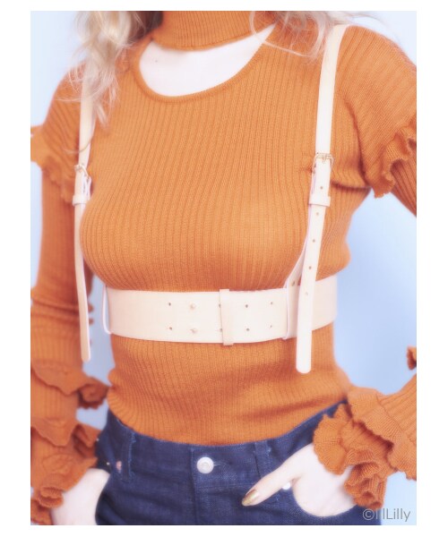 lilLilly（リルリリー）の「[LILICIOUS]レザーワイドハーネス（ファッション雑貨・レディース・BEIGE/BLACK・FREE）」の2枚目の写真
