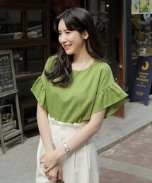 DHOLIC | リネンブレンドギャザースリーブブラウス(シャツ/ブラウス)