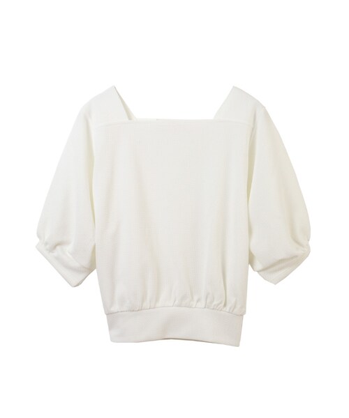 31 Sons de mode（トランテアン　ソン　ドゥ　モード）の「スクエアネックボリュームスリーブプルオーバー（トップス・レディース・グリーン/ブラック/オフホワイト・36）」の2枚目の写真