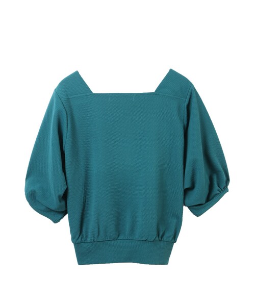 31 Sons de mode（トランテアン　ソン　ドゥ　モード）の「スクエアネックボリュームスリーブプルオーバー（トップス・レディース・グリーン/ブラック/オフホワイト・36）」の7枚目の写真