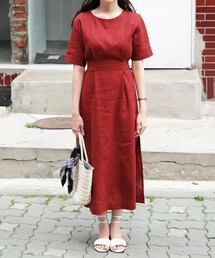 DHOLIC | ウエストタイリネンロングワンピース(ワンピース)