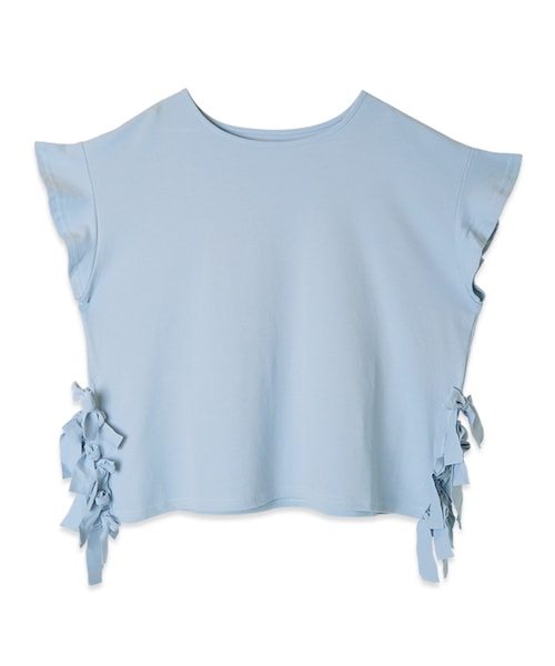 flower(フラワー)の「girlish ribbon T~ガーリッシュリボンティー(Tシャツ/カットソー・レディース・pink/white/blue・FREE)」の3枚目の写真