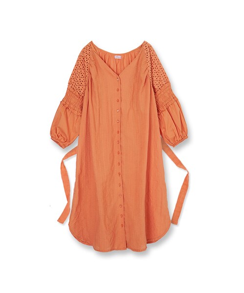 flower（フラワー）の「2way cotton lace onepiece ～2ウェイコットンレースワンピース（ワンピース・レディース・white/brown・FREE）」の2枚目の写真