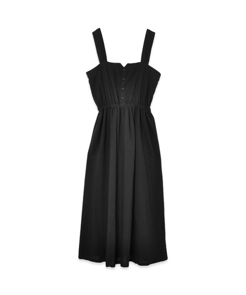 flower（フラワー）の「apron maxi onepiece～ｴﾌﾟﾛﾝﾏｷｼﾜﾝﾋﾟｰｽ（ワンピース・レディース・blue/black・FREE）」の2枚目の写真