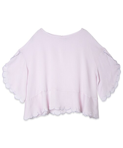flower（フラワー）の「sunny scallop TOP～ｻﾆｰｽｶﾗｯﾌﾟﾄｯﾌﾟ（Tシャツ/カットソー・レディース・white/pink・FREE）」の2枚目の写真