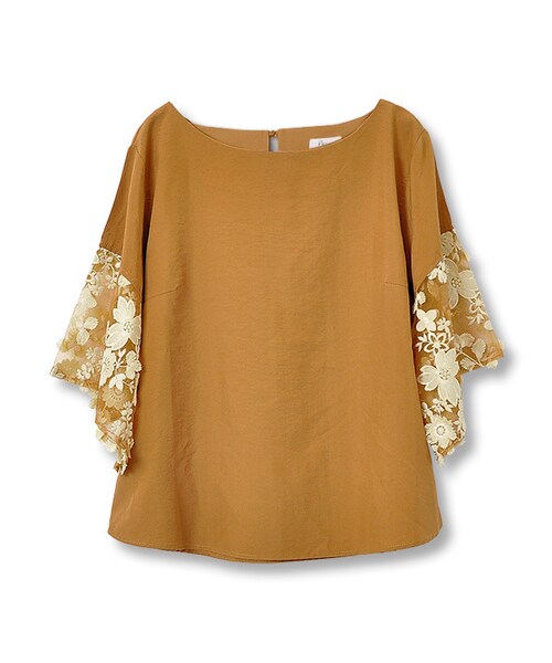 flower（フラワー）の「honey bee sleeve top～ﾊﾆｰﾋﾞｰｽﾘｰﾌﾞﾄｯﾌﾟ（Tシャツ/カットソー・レディース・black/white/brown/ash gray・FREE）」の4枚目の写真