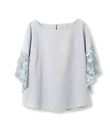 flower | honey bee sleeve top～ﾊﾆｰﾋﾞｰｽﾘｰﾌﾞﾄｯﾌﾟ(Tシャツ/カットソー)