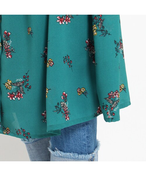 OZOC（オゾック）の「ベルト付総柄シャツワンピース（ワンピース/ドレス・レディース・グリーン/オフホワイト/マスタード/ブラック・その他）」の12枚目の写真