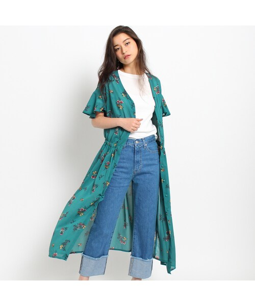 OZOC（オゾック）の「ベルト付総柄シャツワンピース（ワンピース/ドレス・レディース・グリーン/オフホワイト/マスタード/ブラック・その他）」の14枚目の写真