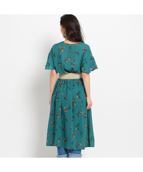 OZOC（オゾック）の「ベルト付総柄シャツワンピース（ワンピース/ドレス・レディース・グリーン/オフホワイト/マスタード/ブラック・その他）」の8枚目の写真