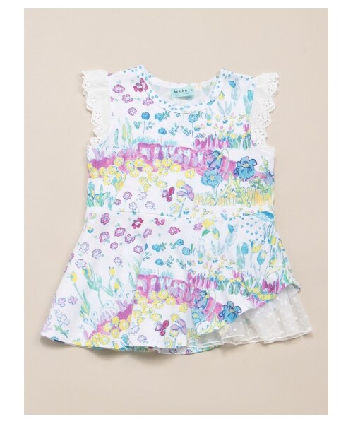 HAKKA KIDS（ハッカキッズ）の「フラワーガーデンプリント チュニック（トップス・レディース・ピンク/ブルー・100/110/120）」の3枚目の写真