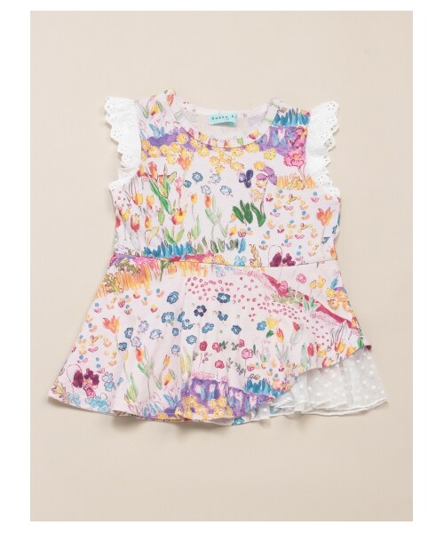HAKKA KIDS（ハッカキッズ）の「フラワーガーデンプリント チュニック（トップス・レディース・ピンク/ブルー・100/110/120）」の2枚目の写真