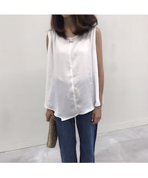 copine | アシンメトリーヘムノースリーブブラウス(4color)【クリックポスト対象商品】(Tシャツ/カットソー)