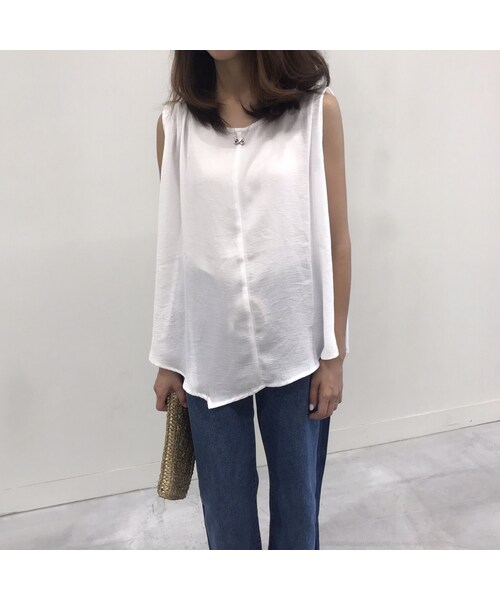 copine(コピン)の「アシンメトリーヘムノースリーブブラウス(4color)【クリックポスト対象商品】(Tシャツ/カットソー・レディース・その他)」の1枚目の写真