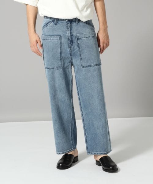 HARE（ハレ）の「ワークデザインデニムパンツ（パンツ・オフホワイト/ライトブルー）」の2枚目の写真