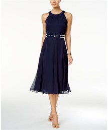 TOMMY HILFIGER | Tommy Hilfiger Chiffon Belted A-Line Dress(ワンピース)