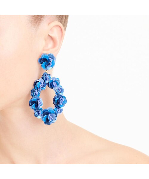 J.CREW（ジェイクルー）の「Leather-backed sequin petal earrings（イヤリング・レディース・Blue/Beige・ONE SIZE）」の4枚目の写真