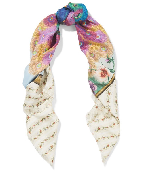 GUCCI（グッチ）の「Gucci - Loved Peacock Printed Silk Scarf - Ivory（ヘアアクセサリー・レディース・ivory・one size）」の6枚目の写真