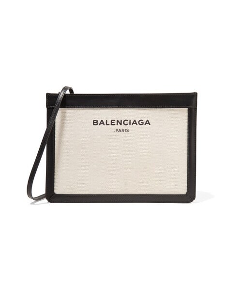 Balenciaga - Leather-trimmed Canvas Shoulder Bag - Cream