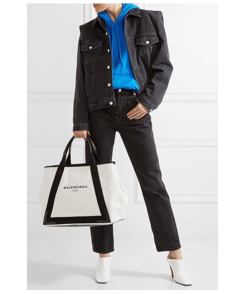 BALENCIAGA（バレンシアガ）の「Balenciaga - Cabas Leather-trimmed Canvas Tote - Black（トートバッグ・レディース・Black・one size）」の3枚目の写真