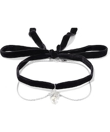 miu miu | Miu Miu - Velvet, Silver-tone, Crystal And Faux Pearl Choker - Black(ネックレス)
