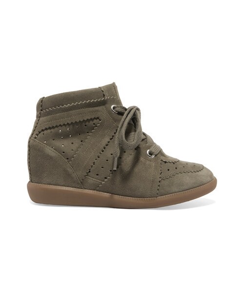 Etoile Isabel Marant - étoile Bobby Suede Wedge Sneakers - Army green -