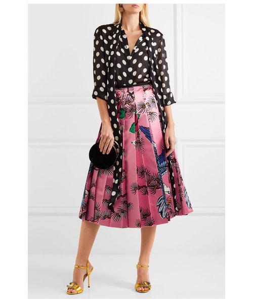 スカート GUCCI PINK COTTON MIDI SKIRT GUCCI Striped cotton-poplin midi skirt | NET-A-PORTER
