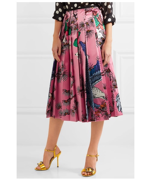 GUCCI（グッチ）の「Gucci - Pleated Printed Silk-satin Midi