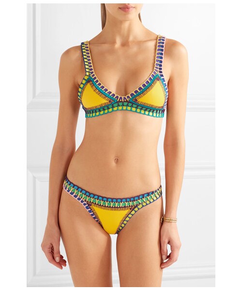 Kiini(キーニ)の「Kiini - Ro Crochet-trimmed Triangle Bikini Top - Yellow(水着・レディース・Yellow・medium)」の4枚目の写真
