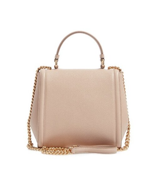 FERRAGAMO（フェラガモ）の「Salvatore Ferragamo Small Carrie Leather Satchel - Beige（ショルダーバッグ・レディース・Beige/Gray・One Size）」の4枚目の写真
