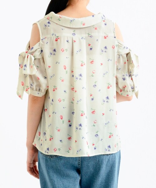 MAJESTIC LEGON(マジェスティックレゴン)の「オープンショルダーリボンブラウス(トップス・レディース・ピンク/アイボリー柄/ネイビー柄・M)」の21枚目の写真