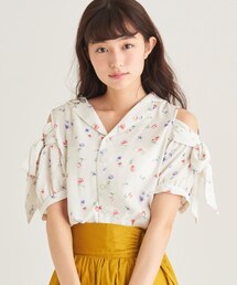 MAJESTIC LEGON | オープンショルダーリボンブラウス(トップス)