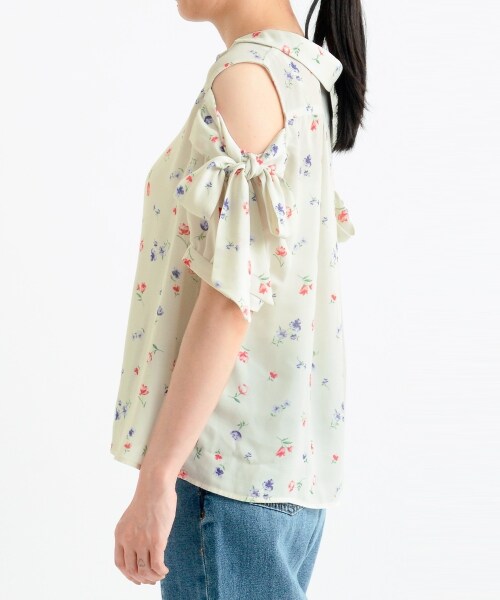 MAJESTIC LEGON(マジェスティックレゴン)の「オープンショルダーリボンブラウス(トップス・レディース・ピンク/アイボリー柄/ネイビー柄・M)」の20枚目の写真