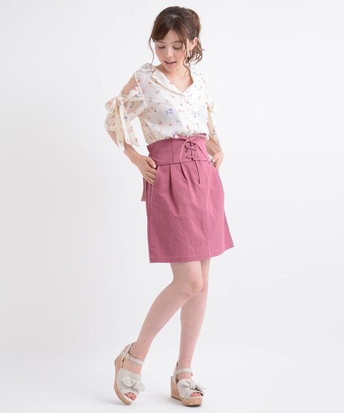 MAJESTIC LEGON(マジェスティックレゴン)の「オープンショルダーリボンブラウス(トップス・レディース・ピンク/アイボリー柄/ネイビー柄・M)」の18枚目の写真