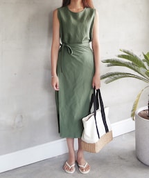 DHOLIC | リネンラップスリーブレスワンピース(ワンピース)